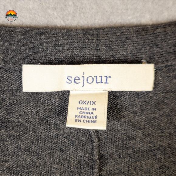 Sejour Cardigan Sweater Gray Wool Blend Knit Long Sleeve Plus Women's Size 1X - Picture 7 of 8